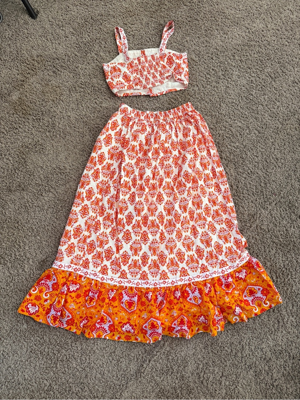 Haute Hippie Floral Two-Piece Crop Top & Maxi Skirt Set – Size S - Picture 2 of 3